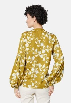 BLUMEN MIT VOLUMINÖSEN TREND ÄRMELN - Bluse - Lorbeergrün Wollweiß -Madeleine Mode 57c19c3836c54420b20a34b0e4df19b4