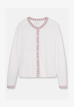 MIT VICHY-KARO-AKZENTEN - Strickjacke - Wollweiß/hellmagnolie -Madeleine Mode 588ce6b9aa1949ddb0445b95353cea47