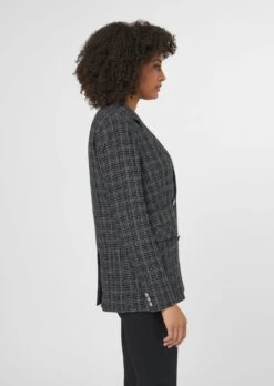Klassischer Blazer Mit Silberfarbenen Knöpfen Schwarz / Wollweiß -Madeleine Mode 5a64ca512b2a898639e5bbc2a09be214
