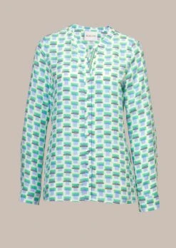 Bluse Grün / Blau / Weiß -Madeleine Mode 5fa85ec509026ee9336314d30227554f