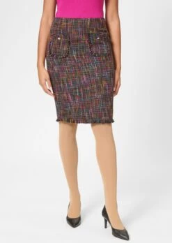 Bouclérock Mit Fransen Schwarz / Multicolor