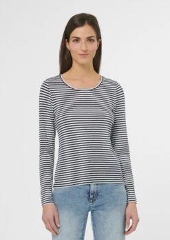 Ringel-Shirt Mit Kurzen Ärmeln Marine / Weiß