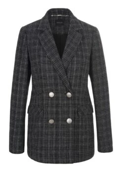 Klassischer Blazer Mit Silberfarbenen Knöpfen Schwarz / Wollweiß -Madeleine Mode 6373ef6786c72248bf314d154d0761d8