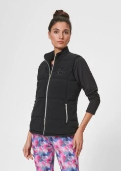 Wärmend Wattierte Fleeceweste Schwarz