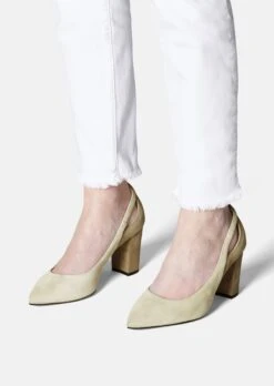 Veloursleder-Pumps Mit Cut-Outs Champagner / Cappuccino