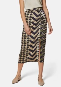 Rock Mit Raffungen Oliv / Multicolor