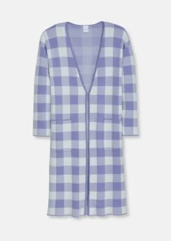 Verschlussloser Strickmantel In Karo-Jacquard Weiß / Multicolor -Madeleine Mode 66094c7b6af331ef858e246903305e0d