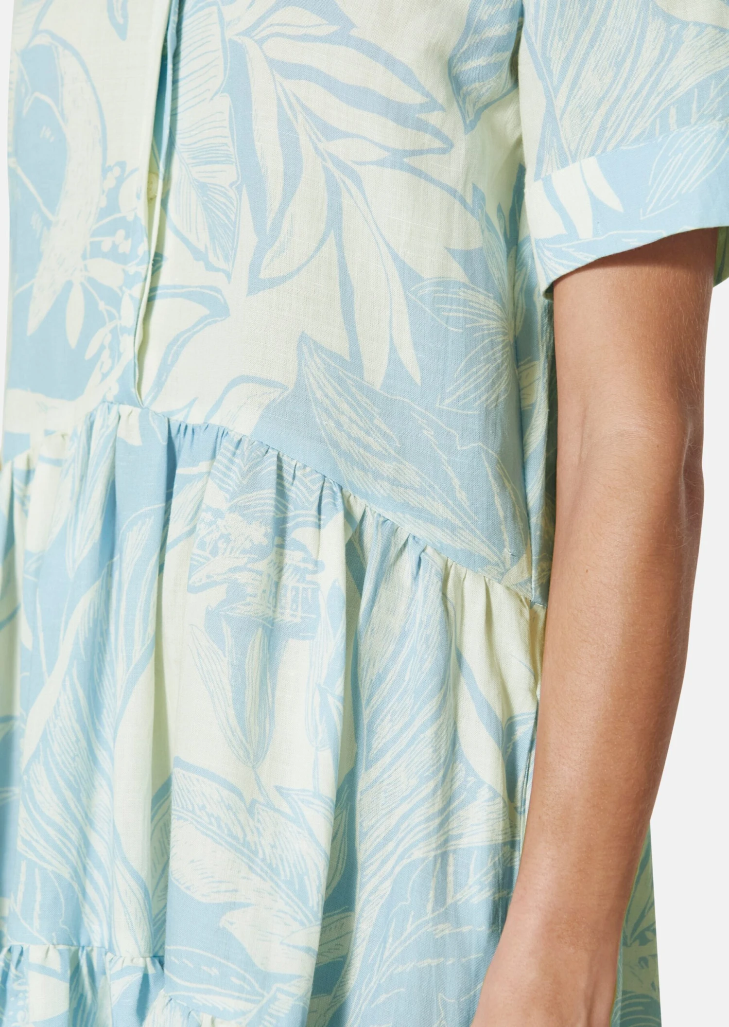 Gemustertes Kleid Himmelblau / Creme 6 Gemustertes Kleid Himmelblau / Creme – Bild 4