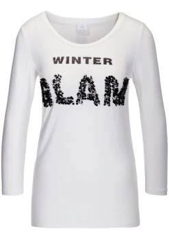 Statementshirt Wollweiß / Schwarz