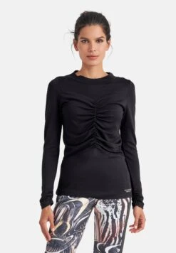 MIT STEHKRAGEN UND RAFFUNG - Langarmshirt - Schwarz