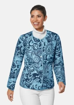 Wendejacke Mit Paisleydruck Dunkelblau / Rauchblau