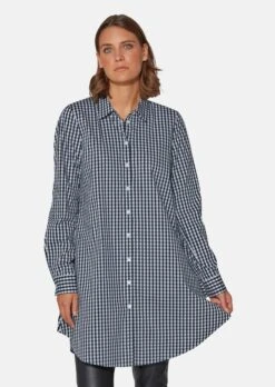 Ausgestelltes Longhemd Mit Vichy-Karo Schwarz / Weiß