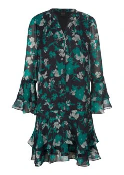 Feminines Rüschenkleid Schwarz / Multicolor -Madeleine Mode 6dc35d85169888ebb9ab1849e2f3510f