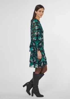 Feminines Rüschenkleid Schwarz / Multicolor -Madeleine Mode 6e3408b7493d4733196e50dfb45c5161