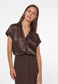 ELEGANTE KURZARM - Bluse - Schoko