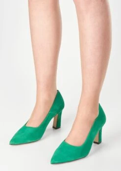 Veloursleder-Pumps Mit Hohem Absatz Grün