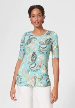 RUNDHALS MIT UNIKAT PRINT - T-Shirt Print - Türkis Multicolor