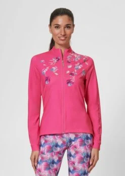 Radjacke Mit Blätter-Foilprint Erdbeerpink