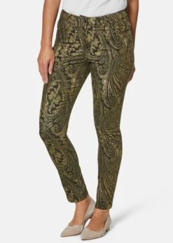 Paisley-Hose In Samtiger Stretch-Qualität Khaki / Multicolor