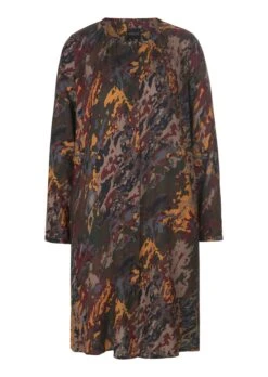 Bedrucktes Hemdblusenkleid Schwarz / Multicolor