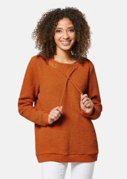 Sweatshirt Mit Kordeln Sattelbraun