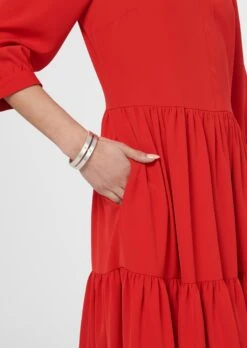 Kleid Mit Volant-Rock Rot -Madeleine Mode 7c06386ec9859afc84196e356e739784