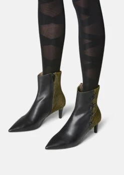 Spitze Stiefeletten Khaki / Schwarz