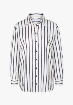 LANGES STREIFEN - Hemdbluse - Weiß Marine -Madeleine Mode 7db0aa58903e47e1936fe1944b53aac0