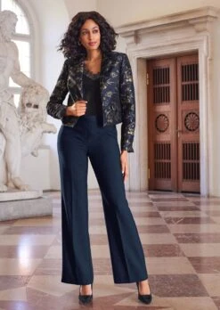 Kurzer Jacquard-Blazer Marine / Multicolor -Madeleine Mode 81164f3278e63925b4ce9b86ef6b4d85