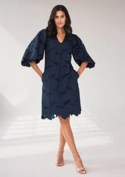 Spitzenkleid Mit Volumenärmel Marine