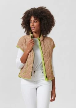 Steppweste Muskatbraun / Neongrün