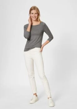 Shirt Mit U-Boot-Ausschnitt Dunkelgrau