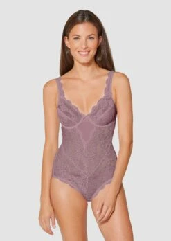 Bügel-Body Mit Spitze Dunkelrose