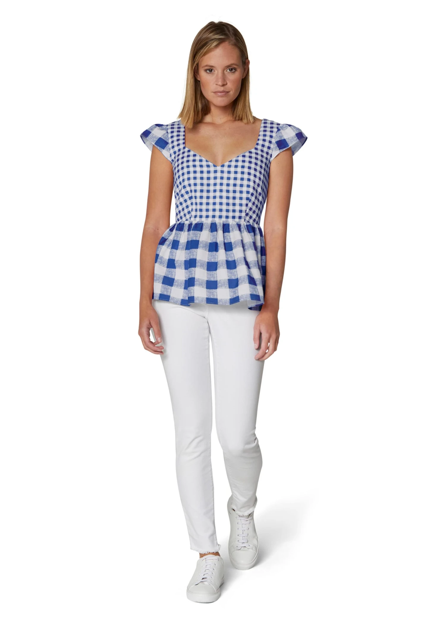 Bluse Weiß / Indigoblau 4 Bluse Weiß / Indigoblau – Bild 2