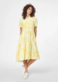 Gemustertes Kleid Pastellvanille / Wollweiß