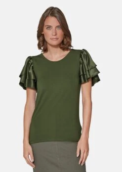 Shirt Mit Rüschenärmeln Khaki