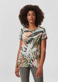 Oversized-Shirt Mit Print Und Dekosteinchen Weiß / Multicolor