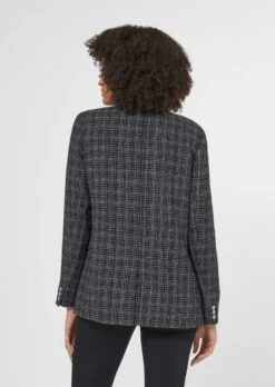 Klassischer Blazer Mit Silberfarbenen Knöpfen Schwarz / Wollweiß -Madeleine Mode 98c3749f931d54e24daa963f5b441235