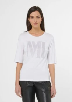 Shirt Mit Logo Aus Glitzersteinchen Wollweiß