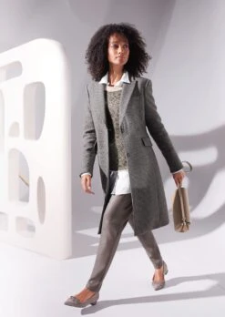 Schlanker Kurzmantel Aus Edlem Wolltuch Taupe / Multicolor -Madeleine Mode 9caf1a04eb945f434b7cdf82b71a4559