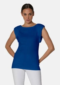 Ärmelloses Shirt Mit U-Boot-Ausschnitt Royalblau