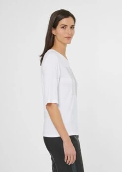 Shirt Mit Logo Aus Glitzersteinchen Wollweiß -Madeleine Mode 9d9b31243a00da98e137550c370fb71a