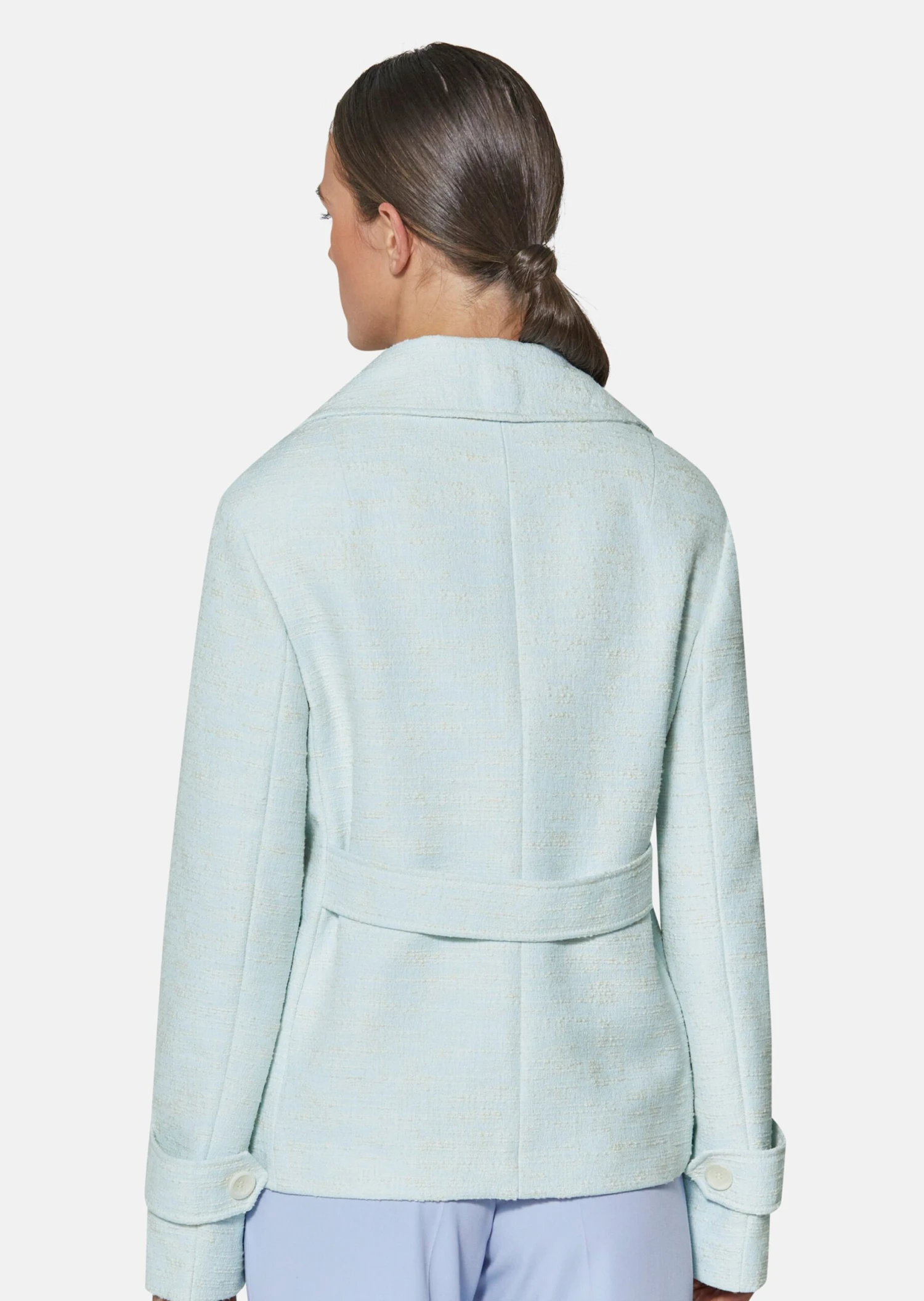 Strukturblazer Mit Tropischem Print Eisblau / Wollweiß 5 Strukturblazer Mit Tropischem Print Eisblau / Wollweiß – Bild 3