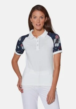 Poloshirt - Creme Rauchblau Multicolor