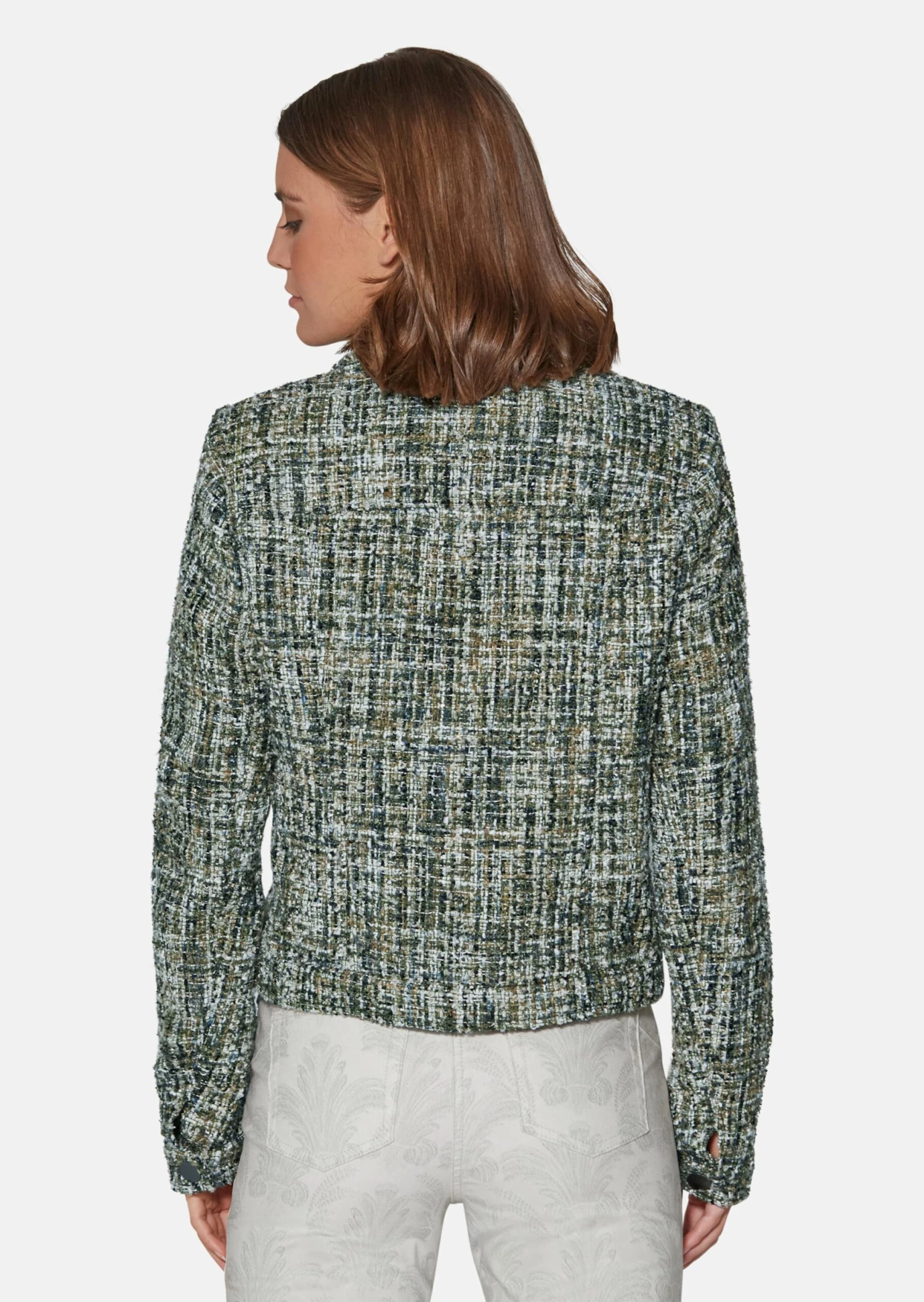 Kurze Tweedjacke Oliv / Multicolor 5 Kurze Tweedjacke Oliv / Multicolor – Bild 3