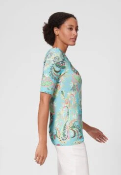 RUNDHALS MIT UNIKAT PRINT - T-Shirt Print - Türkis Multicolor -Madeleine Mode a225816abeea4537bf9f80cd0dd83815