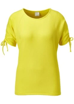 Sweatshirt Mit Piqué-Struktur Und Raff-Effekt Zitronengelb