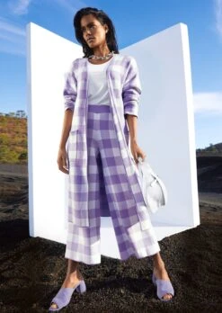 Verschlussloser Strickmantel In Karo-Jacquard Weiß / Multicolor -Madeleine Mode a41d49c5b2c07cb0b3f6d40f4c9ea951