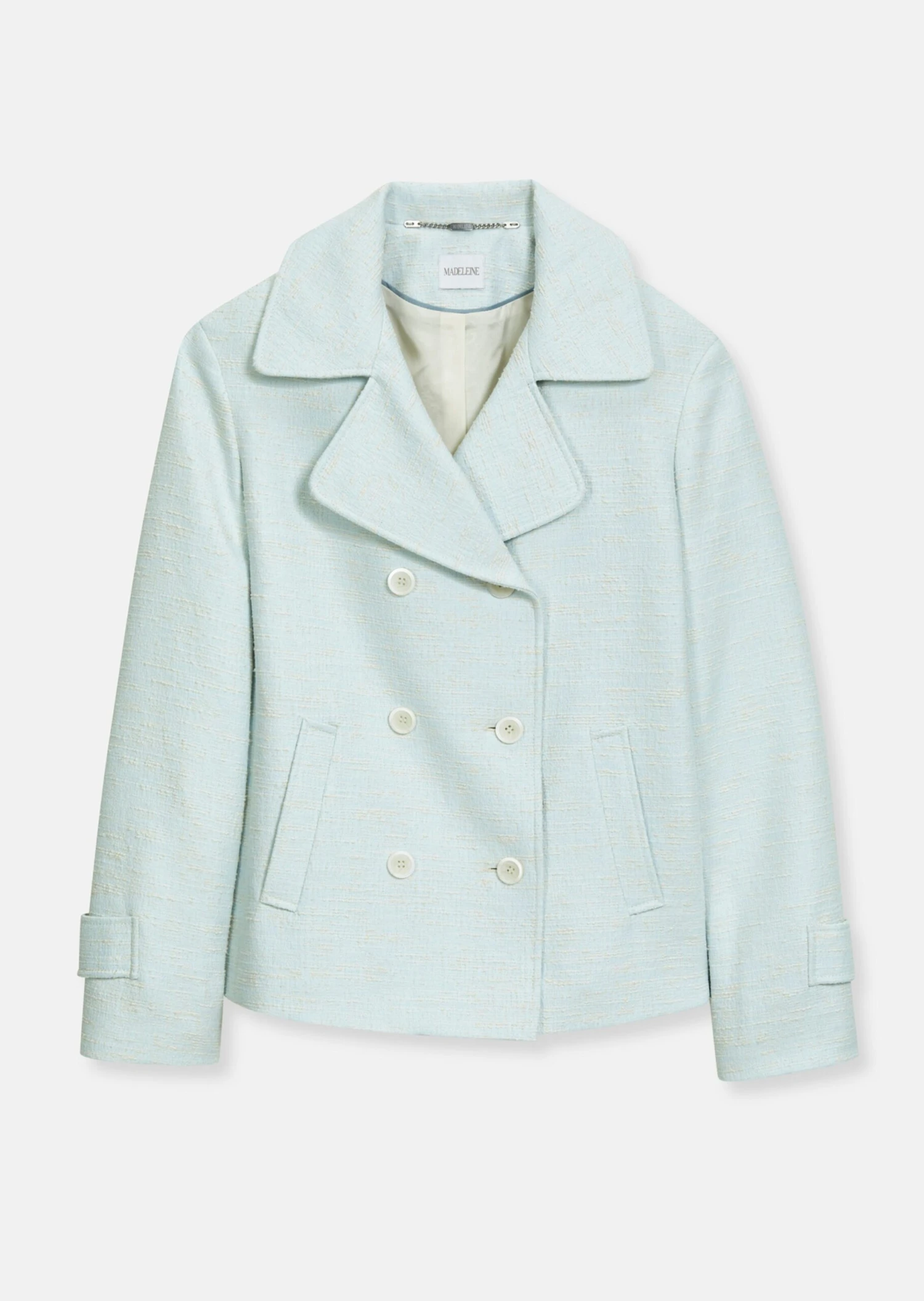 Strukturblazer Mit Tropischem Print Eisblau / Wollweiß 8 Strukturblazer Mit Tropischem Print Eisblau / Wollweiß – Bild 6