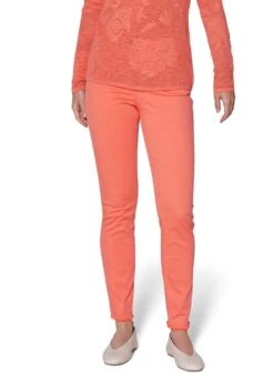 Jeans Mit Feinem Fransensaum Koralle